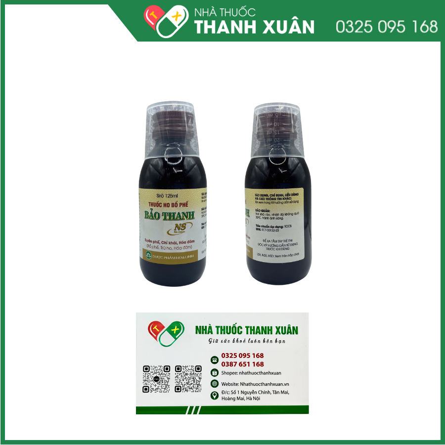 Siro Bảo Thanh No Sugar điều trị chứng ho, viêm phổi